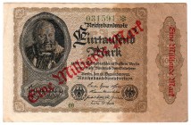 Die deutschen Banknoten ab 1871 nach Rosenberg
Deutsches Reich, 1871-1945
1 Mrd. Mark 15.12.1922. Ohne Fz und Bogennr., nur KN 6-stellig grün. Unter...