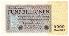 Die deutschen Banknoten ab 1871 nach Rosenberg
Deutsches Reich, 1871-1945
5 Bio. Mark 1.11.1923. Reichsdruck. KN 8-stellig, Serie C .
I-