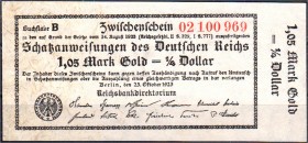 Die deutschen Banknoten ab 1871 nach Rosenberg
Deutsches Reich, 1871-1945
1,05 Mark Gold 23.10.1923. KN 8-stellig, ohne Fz.
II