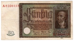 Die deutschen Banknoten ab 1871 nach Rosenberg
Deutsches Reich, 1871-1945
50 Rentenmark 6.7.1934. Serie A.
III