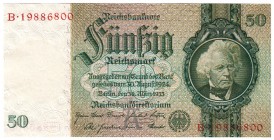 Die deutschen Banknoten ab 1871 nach Rosenberg
Deutsches Reich, 1871-1945
50 Reichsmark 30.3.1933. KN 8-stellig Serie A/B.
I