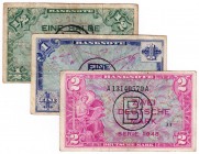 Die deutschen Banknoten ab 1871 nach Rosenberg
Westliche Besatzungszonen und BRD, ab 1948
3 Stück: 1/2, 1 und 2 Deutsche Mark, Serie 1948. Alle mit ...