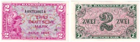 Die deutschen Banknoten ab 1871 nach Rosenberg
Westliche Besatzungszonen und BRD, ab 1948
2 Deutsche Mark, Serie 1948. Serie A/A.
I-, selten in die...