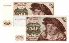 Die deutschen Banknoten ab 1871 nach Rosenberg
Westliche Besatzungszonen und BRD, ab 1948
2 X 50 Deutsche Mark 2.1.1960. Serie L/C und M/H.
beide I...