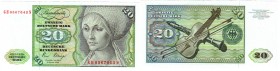 Die deutschen Banknoten ab 1871 nach Rosenberg
Westliche Besatzungszonen und BRD, ab 1948
20 Deutsche Mark 2.1.1980. Serie GH/N. Ohne Copyright.
I-...