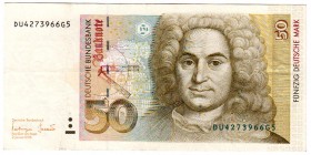 Die deutschen Banknoten ab 1871 nach Rosenberg
Westliche Besatzungszonen und BRD, ab 1948
50 Deutsche Mark Fehldruck ohne Kinegramm 2.1.1996. Serie ...