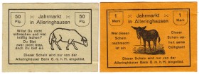 Deutsches Notgeld und KGL
Alleringhausen
2 Scheine: 50 Pfennig und 1 Mark, Alleringhäuser Bank G.m.b.H Waldeck Jahrmarkt. 50 Pf. fleckig.
II, selte...
