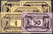 Deutsches Notgeld und KGL
Elverdissen (Westf.)
2, 5 und 10 Goldpfennig 30.11.1923, 1 und 50 Goldpfennig 10.12.1923. Dabei der 1 Goldpfennig nicht im...