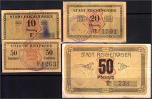 Deutsches Notgeld und KGL
Reichenweiher, Elsass
10, 20, 50 Pfennig und 50 Centimes Ville de Riquewihr o.D. (1916) 50 Centimes nicht bei Tieste.
III...