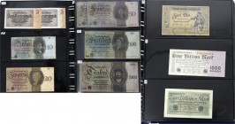 Lots
Deutschland
Reichsbanknoten: Großer Ordner mit ca. 550 Reichsbanknoten ab 1898 bis 1945. Dabei viele bessere Ausgaben. U.a. 5 X 1 und 1 X 2 Bil...