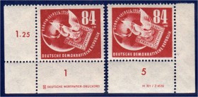 Deutschland
Deutsche Demokratische Republik
Deutsch Briefmarkenausstellung DEBRIA 1950, postfrisch, mit Druckvermerk und Druckereizeichen. Mi. 440,-...
