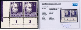 Deutschland
Deutsche Demokratische Republik
6 Pf. Persönlichkeiten 1952, waagerechtes Paar in postfrischer Erhaltung mit Druckereizeichen 1. Kurzbef...