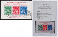 Deutschland
Berlin
Währungsgeschädigten-Block 1949 mit Tagestempel. Fotoattest Schlegel BPP >einwandfrei