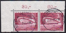 Deutschland
Berlin
3 DM Bauten 1956, waager. Paar aus der linken oberen Bogenecke, gestempelt, geprüft Schlegel BPP. Michel 400,-€.
gestempelt