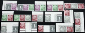 Deutschland
Bundesrepublik Deutschland
Heuß 1960, kpl. Zusammendrucke mit liegendem Wasserzeichen Y, tadellos postfrisch. Mi. 735,-€.
**