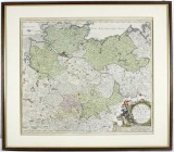 Bilder
Drucke
Kolorierte Kupferstich-Landkarte "Saxonia Inferioris" (Niedersachsen) um 1700 von Johann Baptist Homann (1664 Oberkammlach bis 1724 Nü...