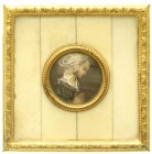 Elfenbein
Sehr kleine Gouache-Elfenbeinminiatur, 19 Jh. Rundes Portrait einer frommen jungen Dame der Renaissance im Gebet. 23 mm. im Elfenbeinrahmen...