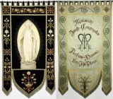 Religion
Christliche Sakralkunst
Großes, zweiseitiges Brokat-Banner (wohl ein Antependium) um 1890. Marianische Jungfrauen-Kongregation der Herz-Jes...