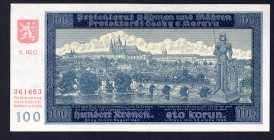 Bohemia & Moravia 100 Korun 1940
Bajer 33a. Series G, UNC.
