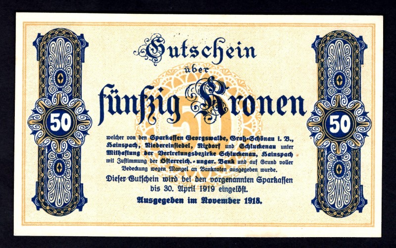 Czechoslovakia Jiříkov 50 Koruna 1918
Notgeld Georgswalde 50 Kronen November 19...