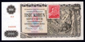 Czechoslovakia 1000 Korun 1940 Specimen
P# 13s; AUNC. Stamp Series Y.