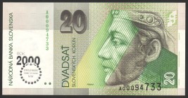 Slovakia 20 Korun 2000 Commemorative
P# 34; № A 00094733; UNC; "Millennium"