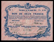Belgium 2 Francs 1914
Credit Anversois Societe Anonyme