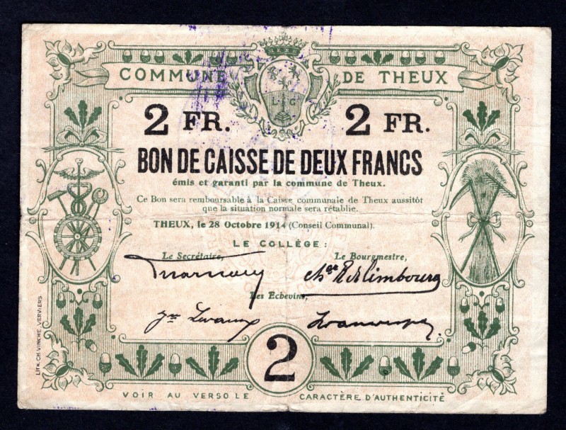 Belgium 2 Francs 1914
Commune de Theux