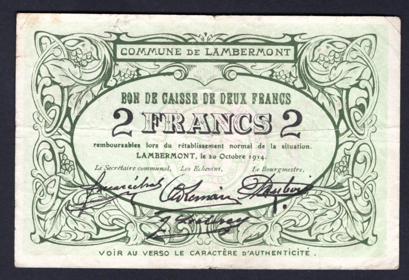 Belgium 2 Francs 1914
Commune de Lambermont