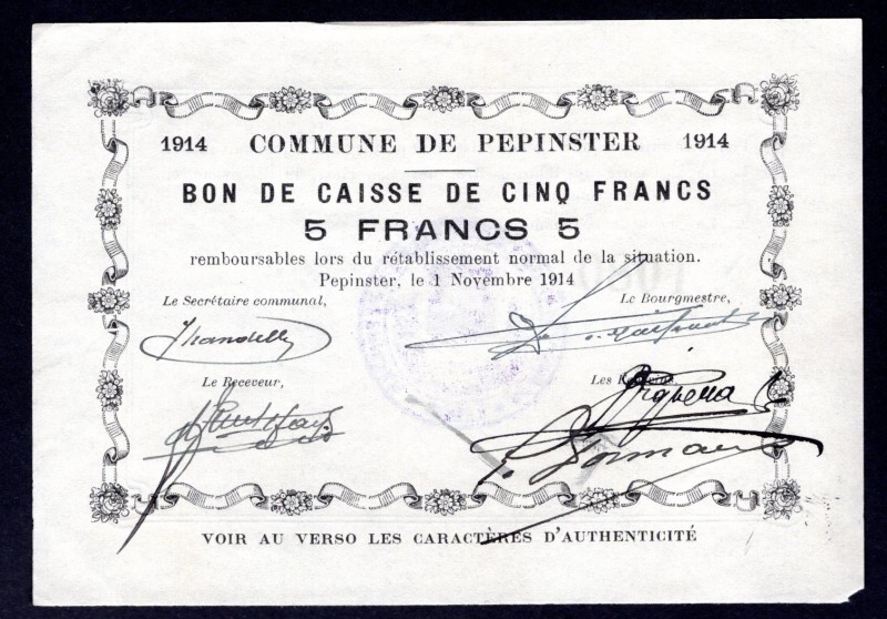 Belgium 5 Francs 1914
Commune de Pepinster