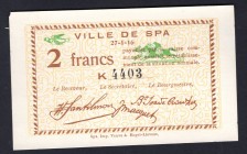 Belgium 2 Francs 1916
Ville de Spa