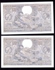 Belgium 100 Francs - 20 Belgas 1943
P# 112; Two pcs with consecutive numbers; UNC