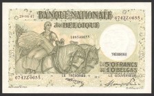 Belgium 50 Francs / 10 Belgas 1947
P# 106; № 6742 Z 0655; UNC