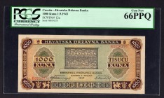 Croatia 1000 Kuna 1943 PCGS 66
P# 12a; Hrvatska Drzavna Banka. PCGS Gem New 66 PPQ