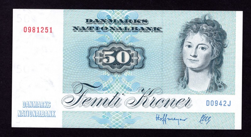 Denmark 50 Kroner 1994 Series 1972
P# 50k. (19)94. Prefix D0. UNC. Rare in this...