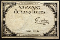 France 5 Livres 1793
P# A76; 10 Brumaire An II (31.10.1793); # 7314