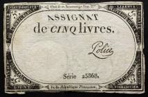 France 5 Livres 1793
P# A76; 10 Brumaire An II (31.10.1793); # 25868