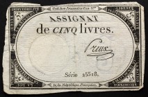 France 5 Livres 1793
P# A76; 10 Brumaire An II (31.10.1793); # 25518