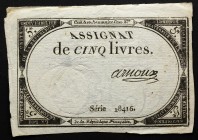 France 5 Livres 1793
P# A76; 10 Brumaire An II (31.10.1793); # 28416