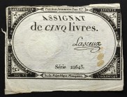 France 5 Livres 1793
P# A76; 10 Brumaire An II (31.10.1793); # 22645