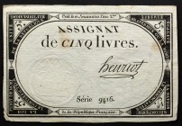 France 5 Livres 1793
P# A76; 10 Brumaire An II (31.10.1793); # 9416