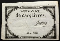 France 5 Livres 1793
P# A76; 10 Brumaire An II (31.10.1793); # 5688