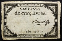 France 5 Livres 1793
P# A76; 10 Brumaire An II (31.10.1793); # 23076