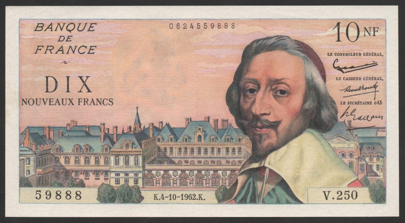 France 10 Nouveaux Francs 1962
P# 142a; № V.250 59888; aUNC; "Cardinal Richelie...