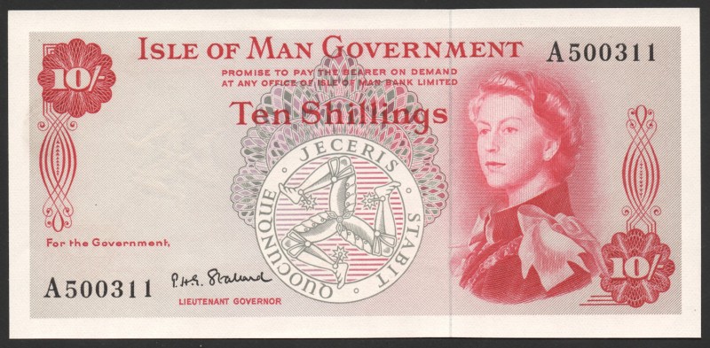 Isle of Man 10 Shillings 1961
P# 24b; № A 500311; UNC; "Drakkar"; RARE!