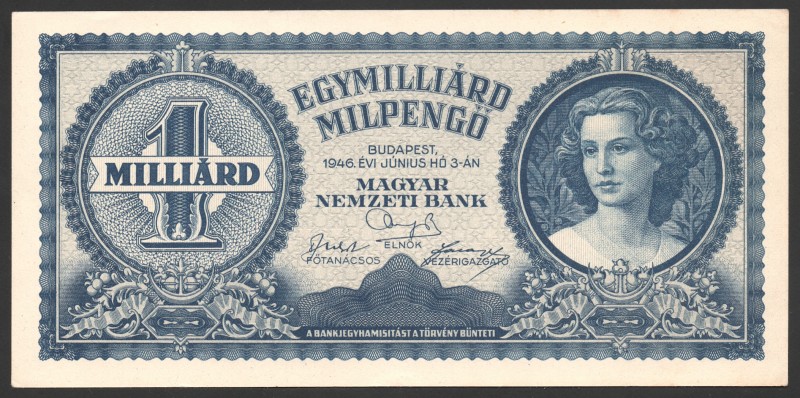 Hungary 1 Milliard Milpengö 1946
P# 131; UNC-