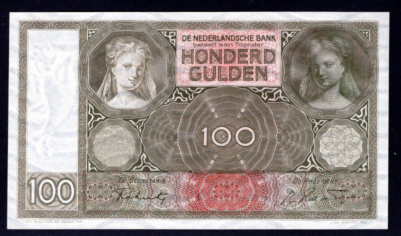 Netherlands 100 Gulden 1941
P# 51c; 28.9.1942. Amsterdam. Left folded corner is...