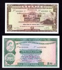 Hong Kong 5 & 10 Dollars 1975
P# 181,182. The Hong Kong and Shanghai Banking Corporation. 31.03.1975. 5$ UNC, 10$ XF.