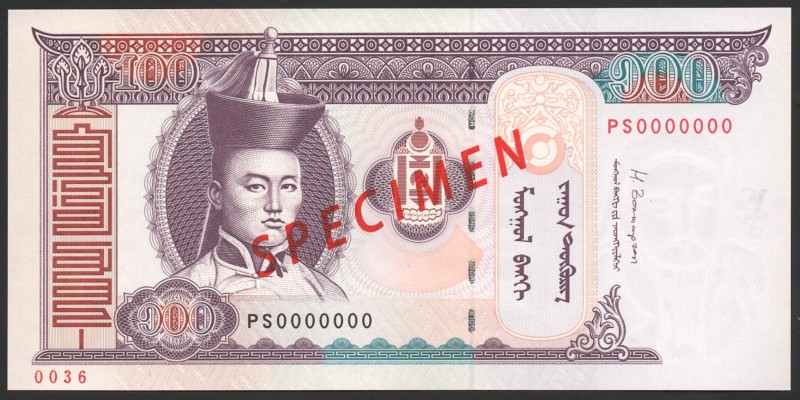 Mongolia 100 Tugrik 2014 Specimen
P# 65s; № PS 0000000; UNC; Rare