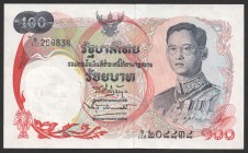 Thailand 100 Baht 1968
P# 79a; № B 417 208838; UNC; "Rama IX & Royal Barge"; RARE!